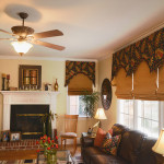 Window Works Studio shaped cornices and cordless roman shades window treatments